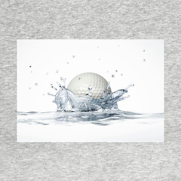 Golf ball splashing into water, artwork (F010/6364) by SciencePhoto